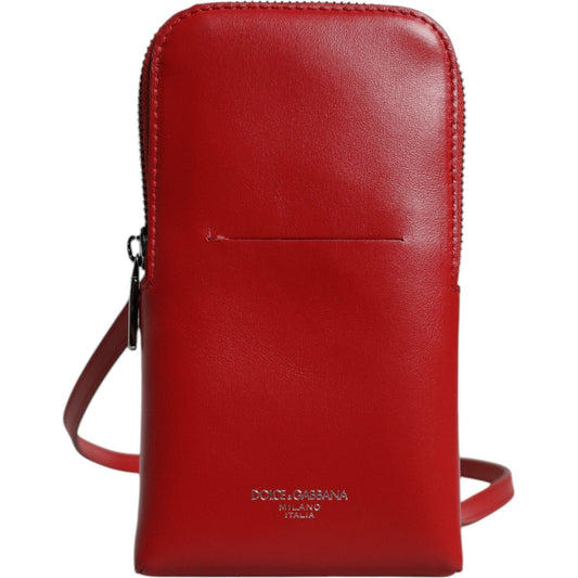 Dolce & Gabbana Red Leather Purse Phone Sling Crossbody Neck Strap Bag Dolce & Gabbana