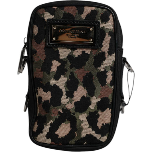 Dolce & Gabbana Multicolor Leopard Jacquard Logo Plaque Neck Strap Bag Dolce & Gabbana
