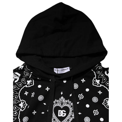 Dolce & Gabbana Black Bandana Hooded Men Sweatshirt Sweater
