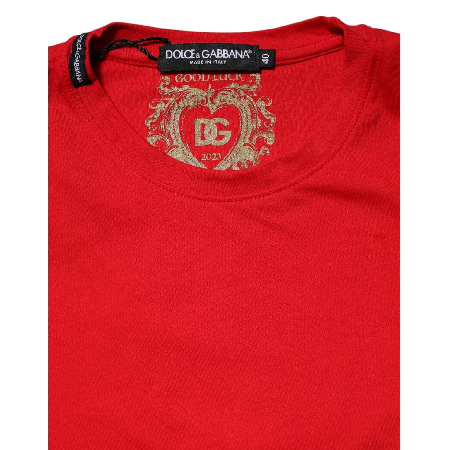 Dolce & Gabbana Red Cotton Crew Neck Short Sleeves T-shirt