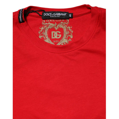 Dolce & Gabbana Red Plain Short Sleeve Crew Neck Top T-shirt