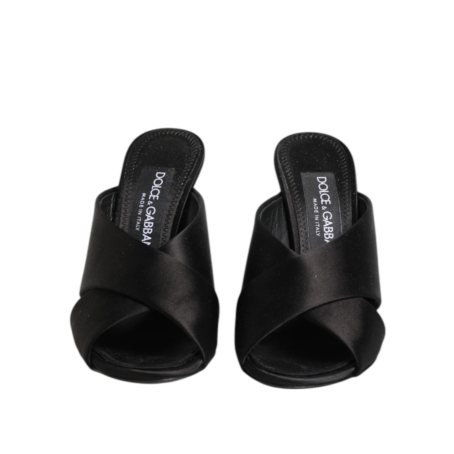 Dolce & Gabbana Black Logo KEIRA Satin Slides Sandals Shoes