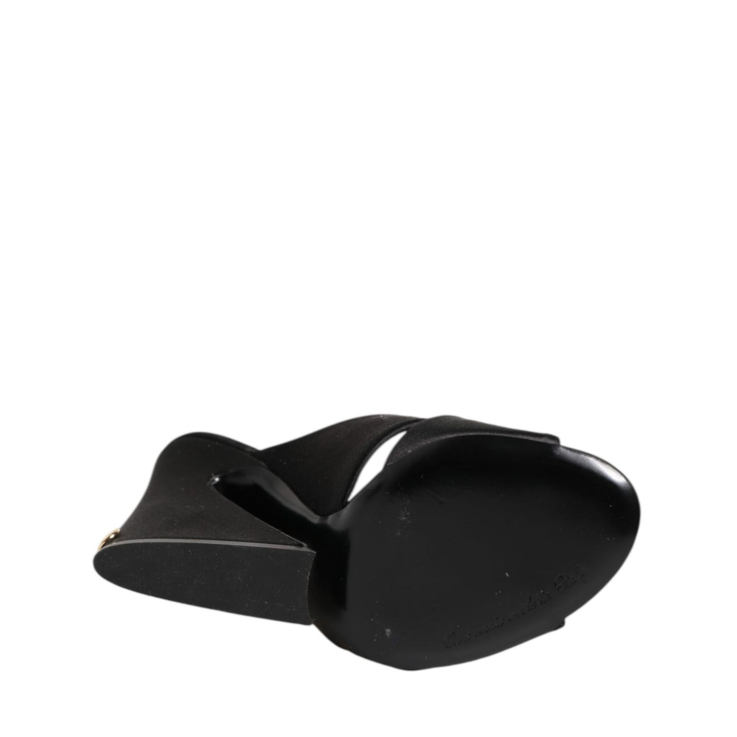 Dolce & Gabbana Black Logo KEIRA Satin Slides Sandals Shoes