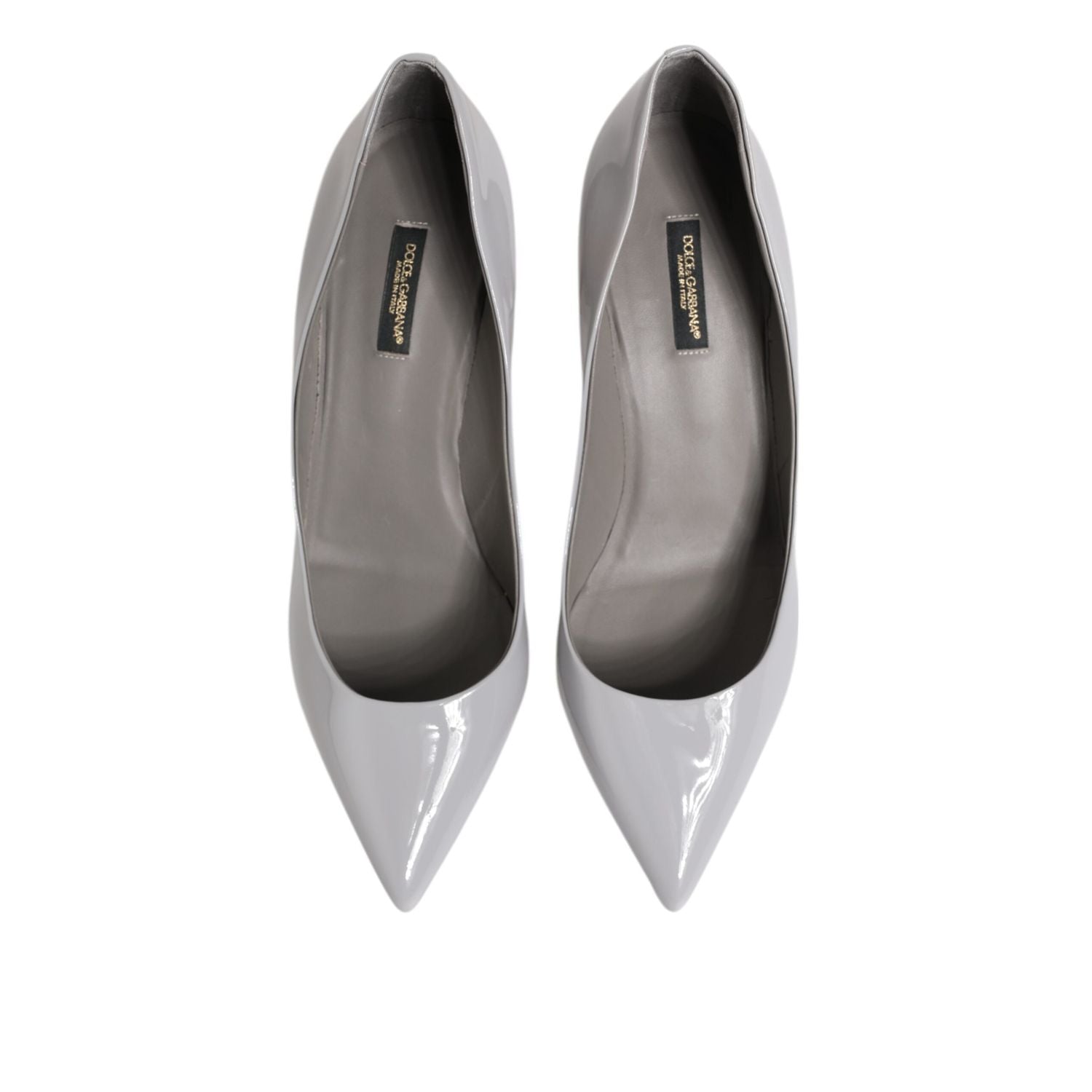 Dolce & Gabbana Light Gray Leather Kitten Heels Pumps Shoes