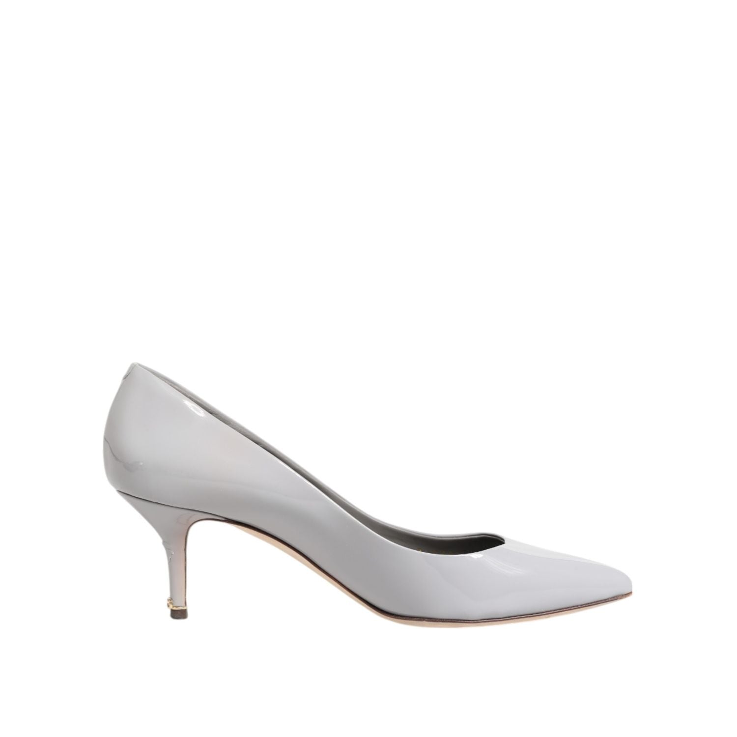 Dolce & Gabbana Light Gray Leather Kitten Heels Pumps Shoes