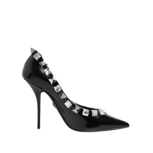 Dolce & Gabbana Black Crystals Studs Stiletto Pumps Shoes