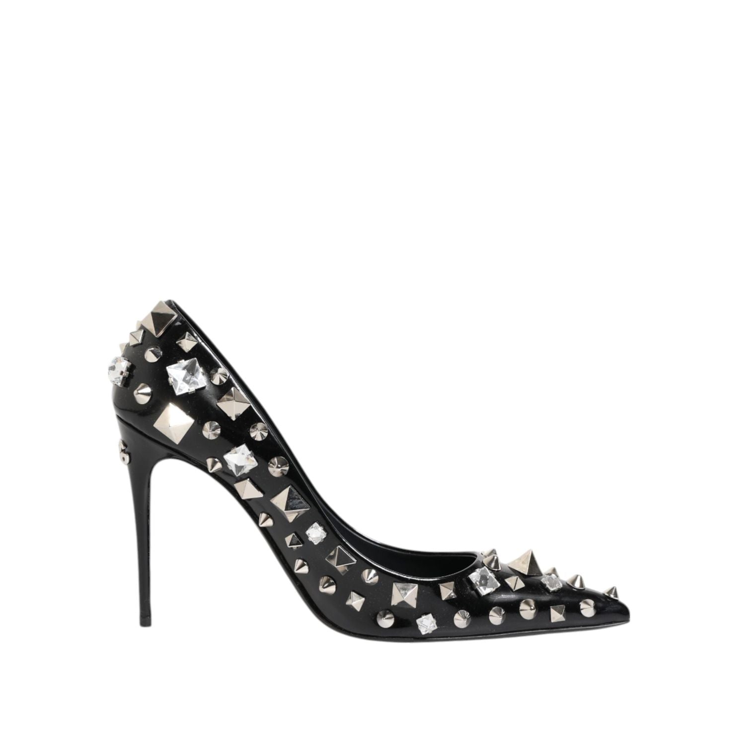 Dolce & Gabbana Black Crystals Studs Stiletto Pumps Shoes