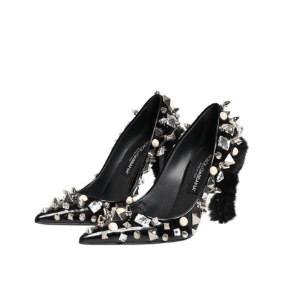 Dolce & Gabbana Black Crystals Studs Stiletto Pumps Shoes