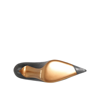 Dolce & Gabbana Black Exotic Leather Stiletto Pumps Shoes