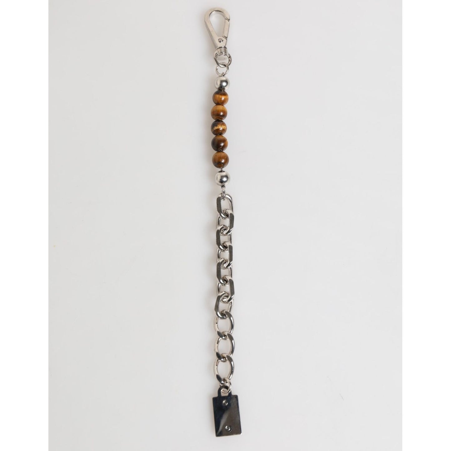 Dolce & Gabbana Silver Chain Brass Beaded Lobster Clasp Logo Men Bracelet