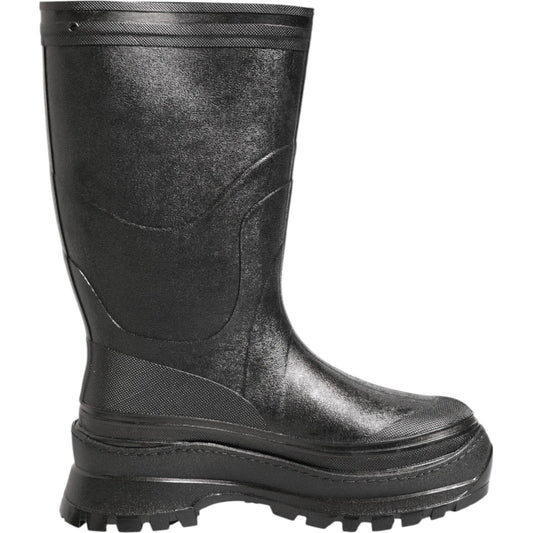 Dolce & Gabbana Metallic Black Pull On Rain Boots Men Shoes Dolce & Gabbana