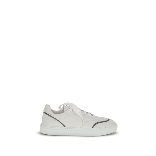 Brunello Cucinelli White Calf Leather Bos Taurus Low Top Sneakers