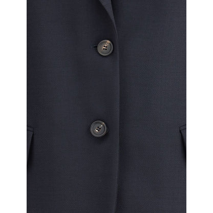 Brunello Cucinelli Blue Fleece Wool Blazer