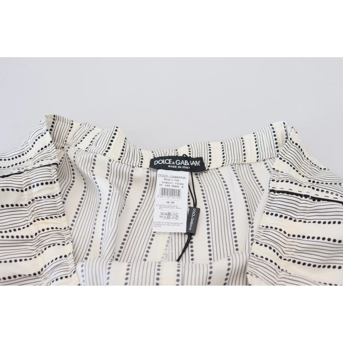 Dolce & Gabbana White Stripes Silk Lounge Trouser Pants