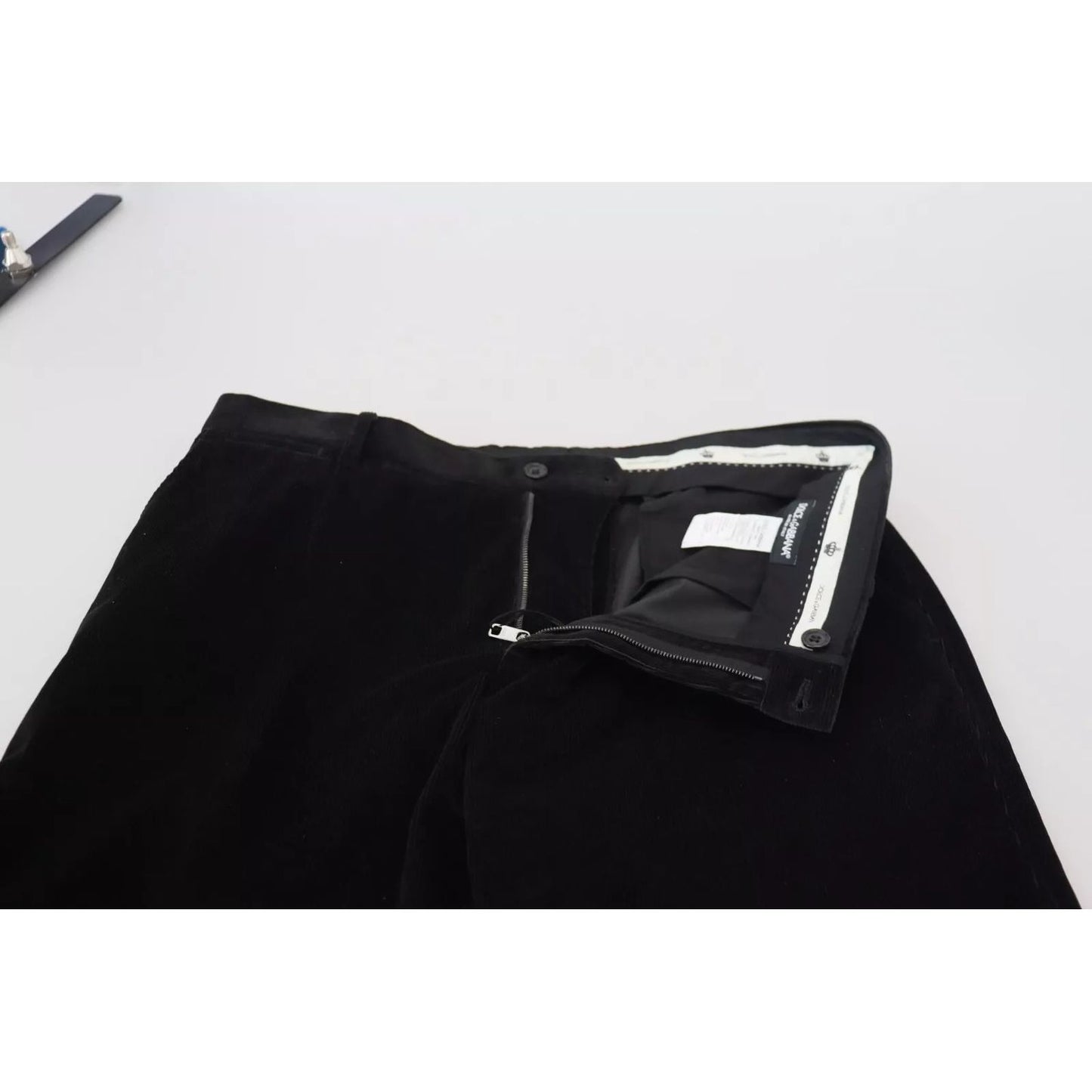 Dolce & Gabbana Black Stretch Cotton Slim Trousers Chino Pants