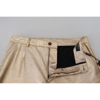 Dolce & Gabbana Metallic Gold Polyester StraightTrouser Pants
