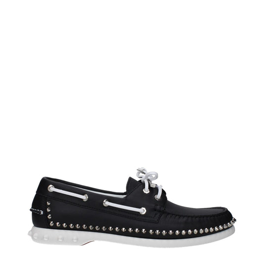 Christian Louboutin Black Leather Slip-On Loafers Christian Louboutin