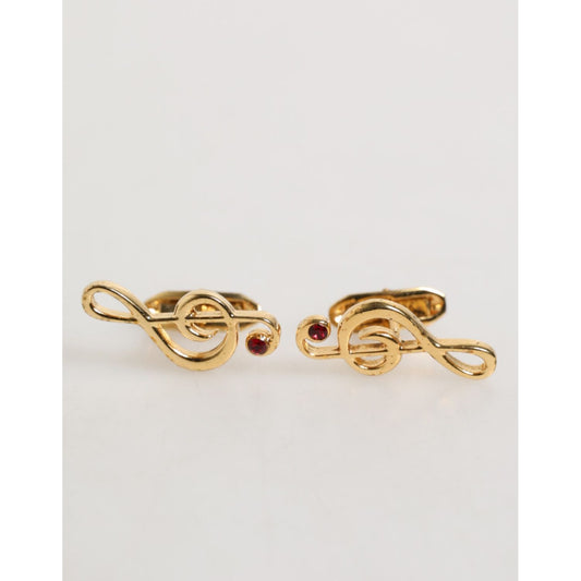 Dolce & Gabbana Gold Musical Note Metal Brass Pin Men Accessory Cufflinks Dolce & Gabbana