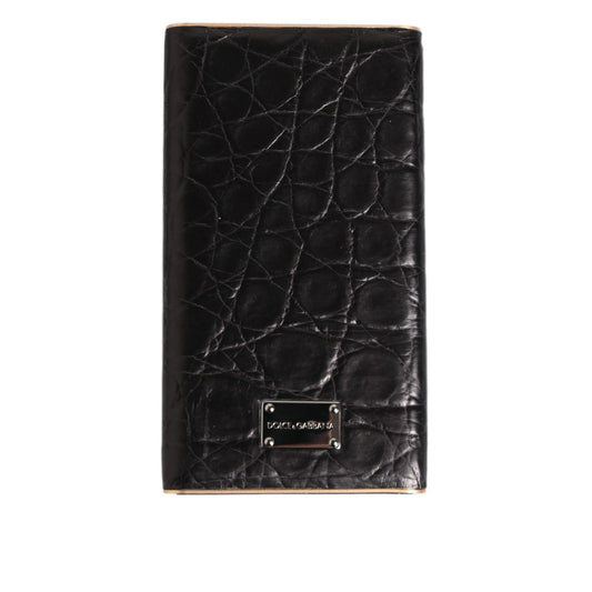 Dolce & Gabbana Black Leather Embossed Exotic 3000mAh Power Bank Charger USB
