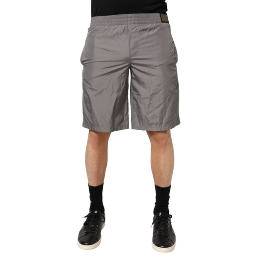 Dolce & Gabbana Light Gray Nylon Elastic Waist Shorts Swimwear Dolce & Gabbana