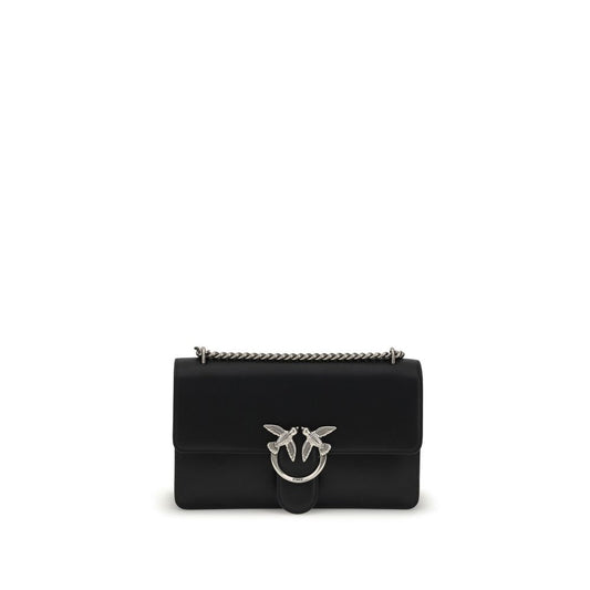 PINKO Black Calf Leather Bos Taurus Shoulder Bag