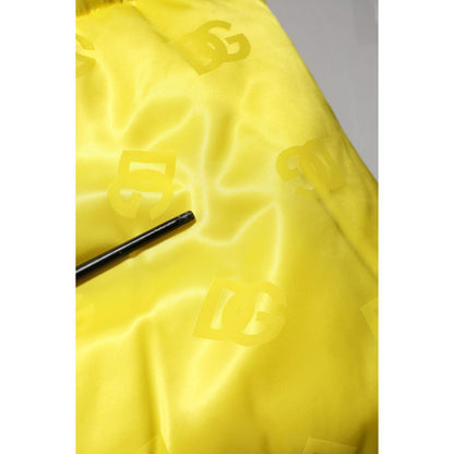 Dolce & Gabbana Yellow Nylon Logo Puffer Bomber Men Jacket