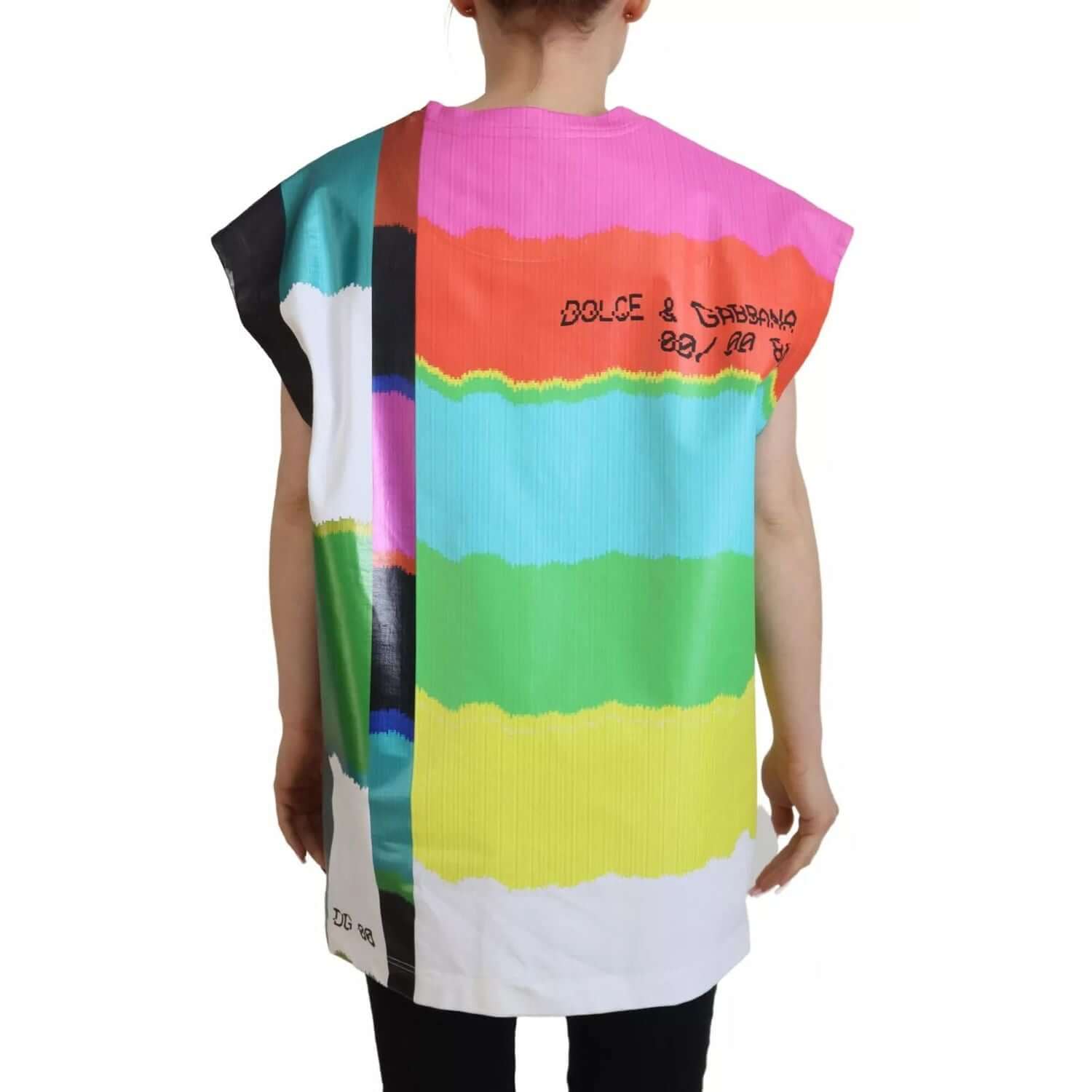 Dolce & Gabbana Multicolor Print Blouse Cotton Tank TV Print T-shirt