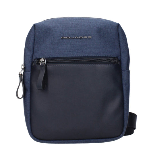 Piquadro Blue Fabric Crossbody Bag