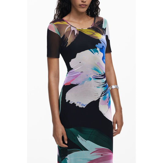 Desigual Black Polyester Women Dress 1728,67403481248,Black,Casual - Dresses - Clothing,Clothing,Desigual,Dresses - Clothing,Long - Dresses - Clothing,New with tags,Pattern - Dresses - Clothing,S,Shortsleeve - Dresses - Clothing,Women,XS
