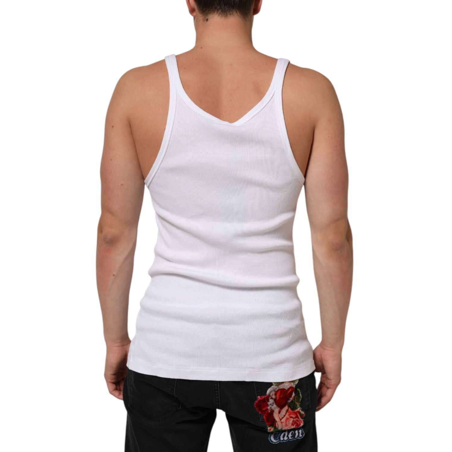 Dolce & Gabbana White Sleeveless Round Neck Tank Top T-shirt