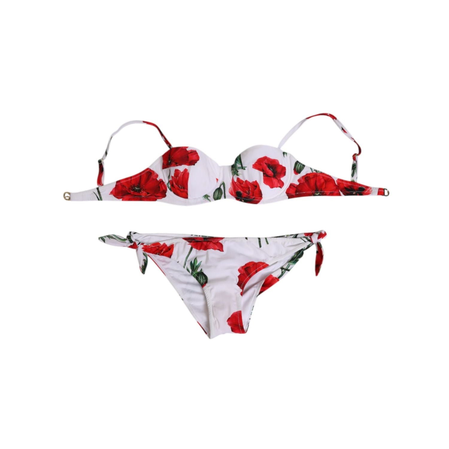 Dolce & Gabbana White Floral Swimsuit 2 Piece Top Bottom Swimwear