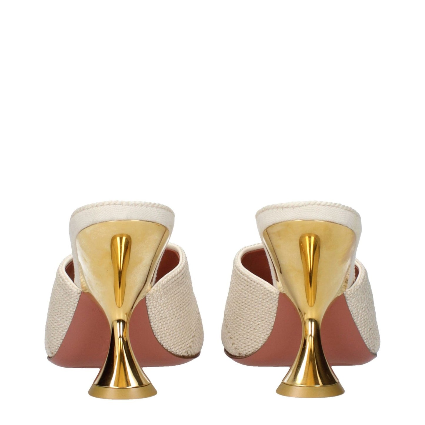 Amina Muaddi Beige Fabric Slippers