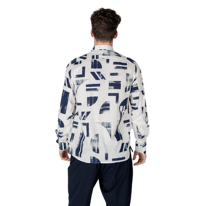 Antony Morato Blue Viscose Pattern Shirt