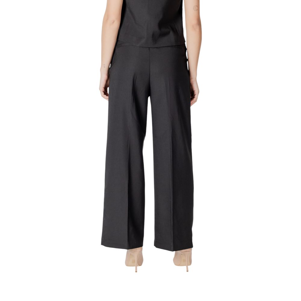 ICHI Black Polyester Casual Pants