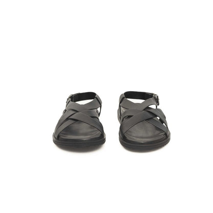 Cerruti 1881 Black Leather Men Sandal Cerruti 1881