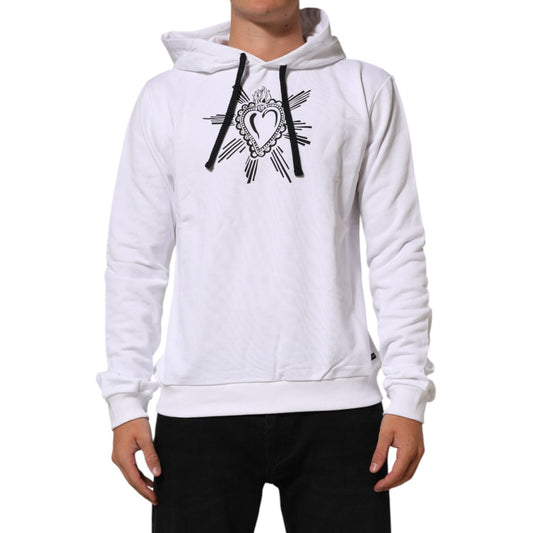 Dolce & Gabbana White Sacred Heart Hooded Sweatshirt Sweater Dolce & Gabbana
