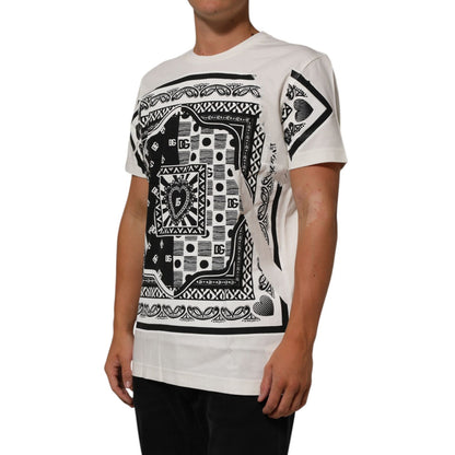 Dolce & Gabbana White Cotton Logo Bandana Print Men T-shirt Dolce & Gabbana