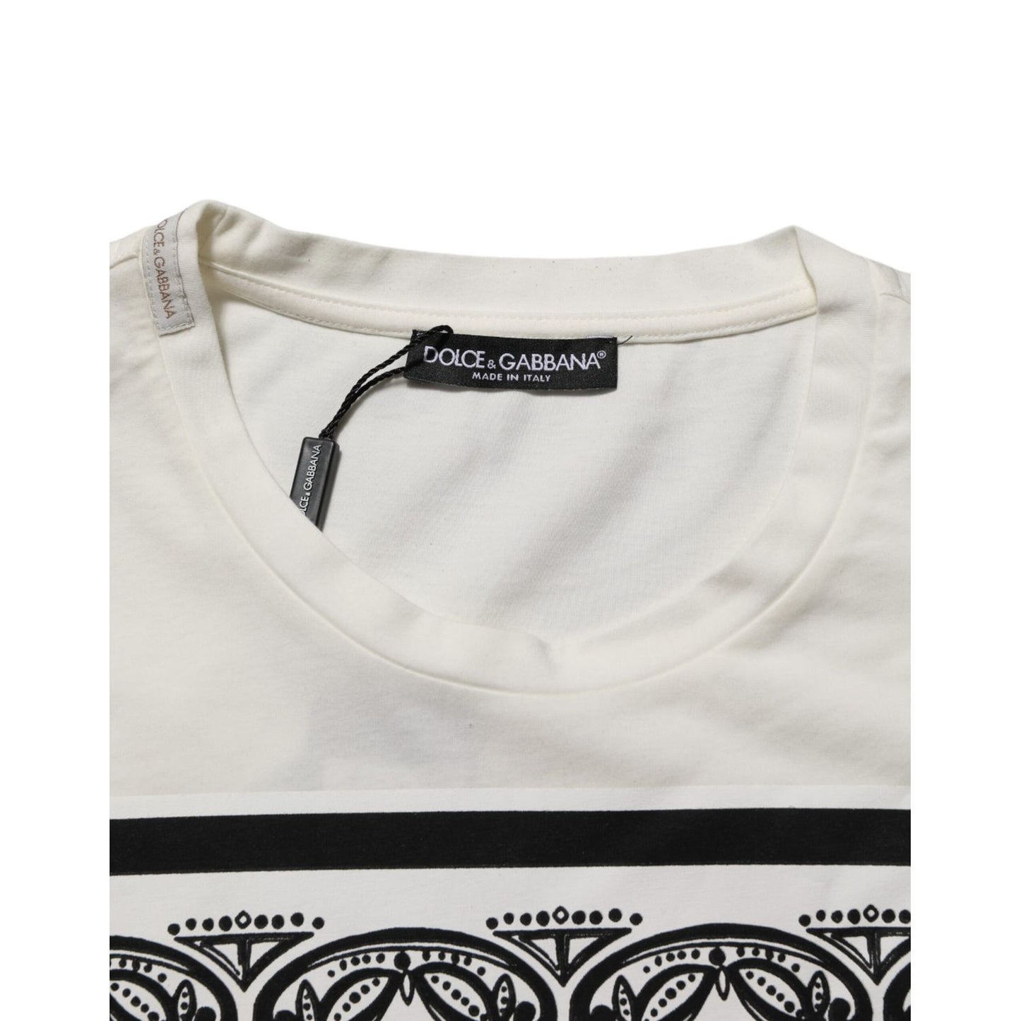 Dolce & Gabbana White Cotton Logo Bandana Print Men T-shirt Dolce & Gabbana
