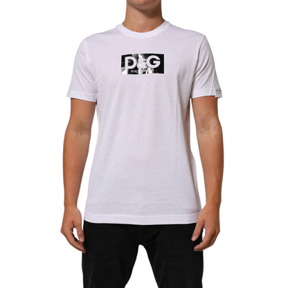Dolce & Gabbana White Logo Print Cotton Crew Neck T-shirt Dolce & Gabbana