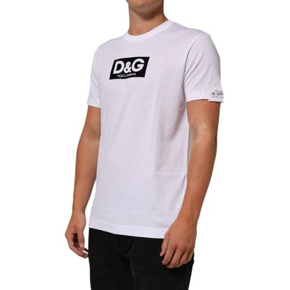 Dolce & Gabbana White Logo Print Cotton Crew Neck T-shirt Dolce & Gabbana