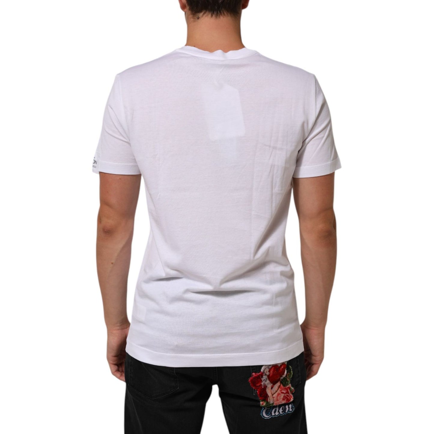 Dolce & Gabbana White Logo Print Cotton Crew Neck T-shirt Dolce & Gabbana
