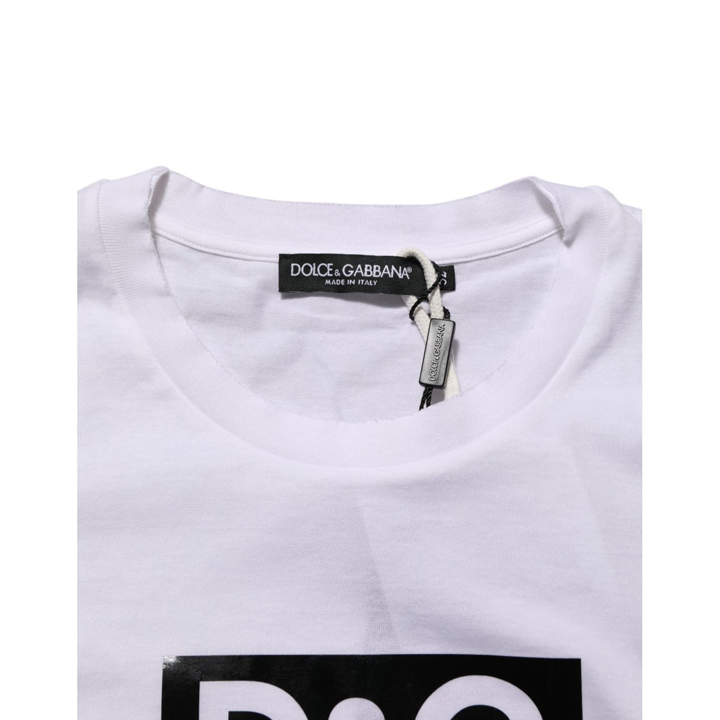 Dolce & Gabbana White Logo Print Cotton Crew Neck T-shirt Dolce & Gabbana