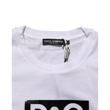 Dolce & Gabbana White Logo Print Cotton Crew Neck T-shirt Dolce & Gabbana