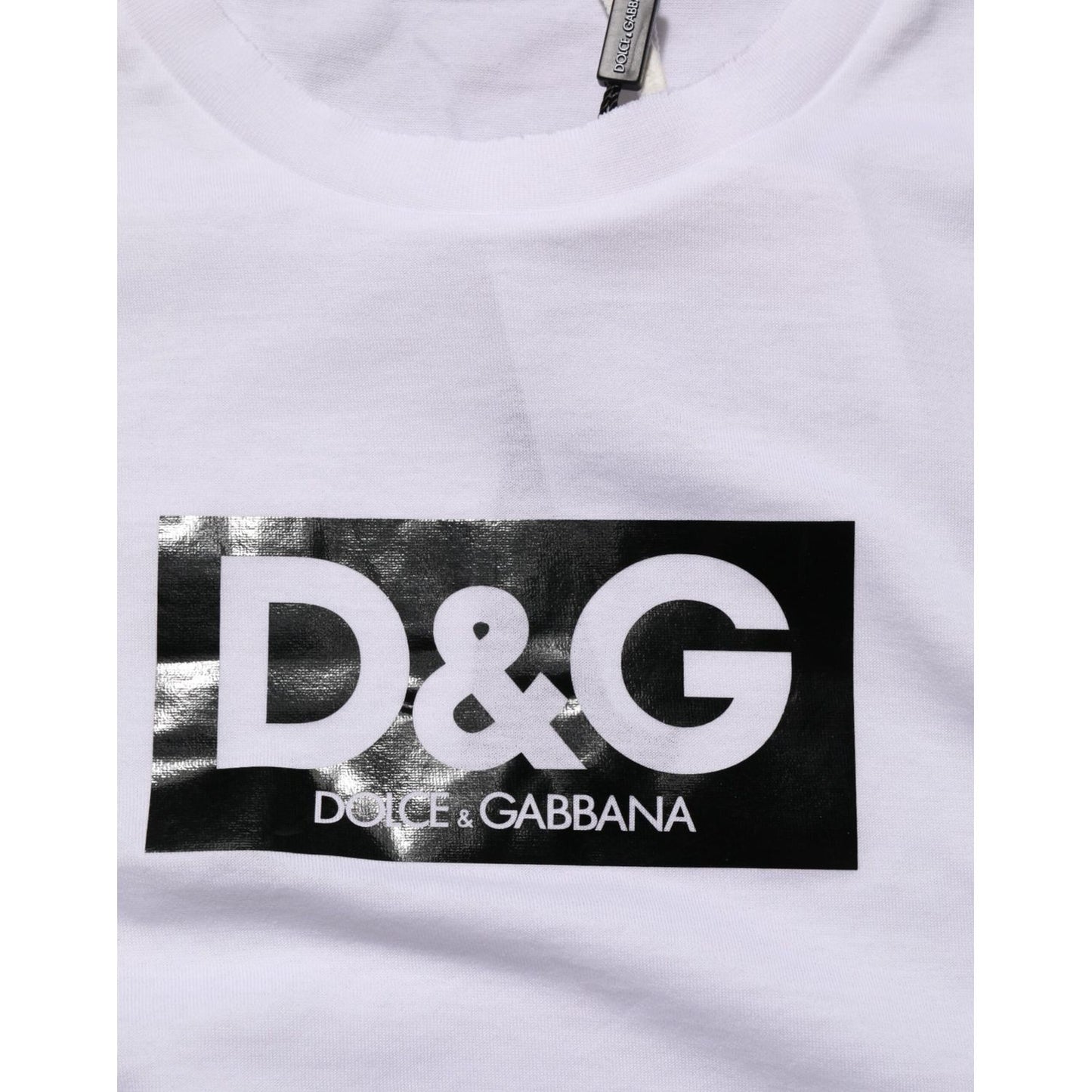 Dolce & Gabbana White Logo Print Cotton Crew Neck T-shirt Dolce & Gabbana