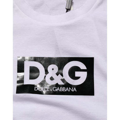 Dolce & Gabbana White Logo Print Cotton Crew Neck T-shirt Dolce & Gabbana