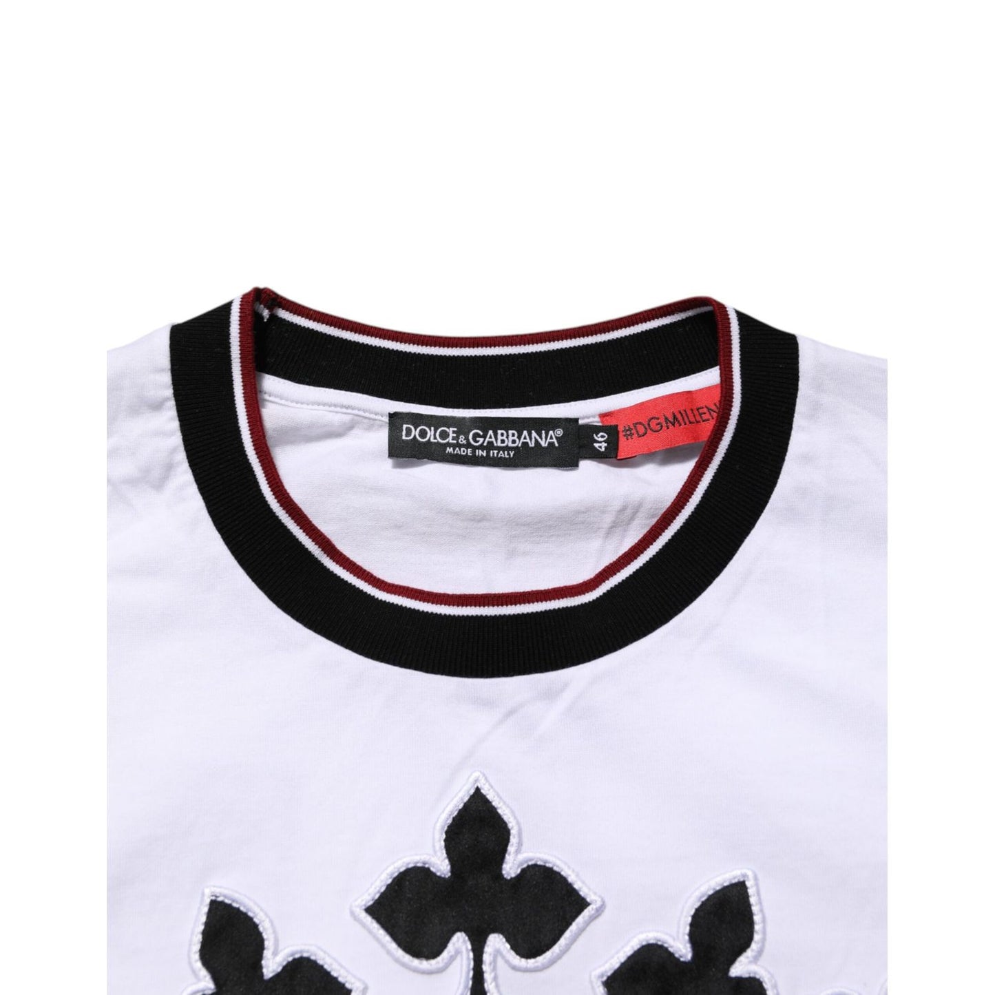 Dolce & Gabbana White Cotton Crown King Embroidery T-shirt Dolce & Gabbana