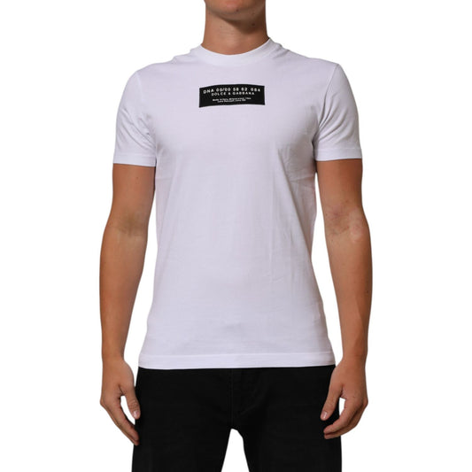 Dolce & Gabbana White Cotton Logo Print Crew Neck Men T-shirt Dolce & Gabbana