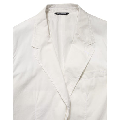Dolce & Gabbana White Cotton 1 Button Men Suit Blazer