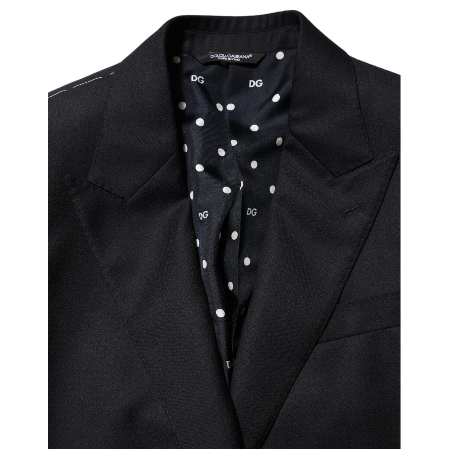 Dolce & Gabbana Dark Blue Wool NAPOLI 2 Button Men Suit Blazer
