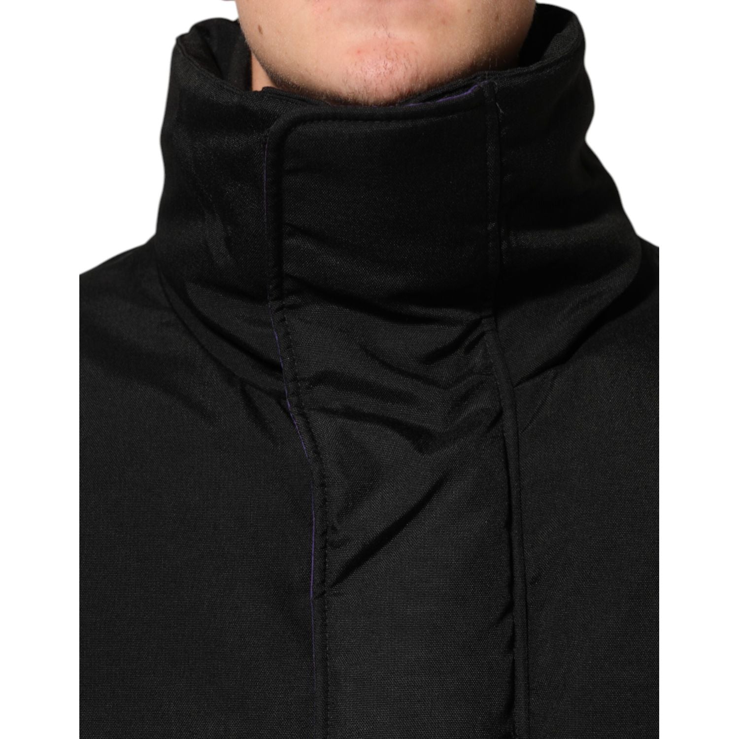Dolce & Gabbana Black Nylon Puffer Men Full Zip Jacket
